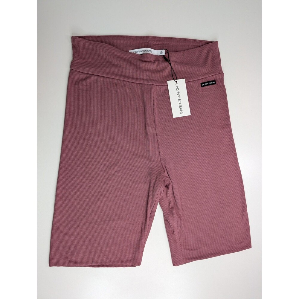 Calvin Klein Jeans NWT Ribbed Biker Shorts Womens Large Muave CJ0S8027